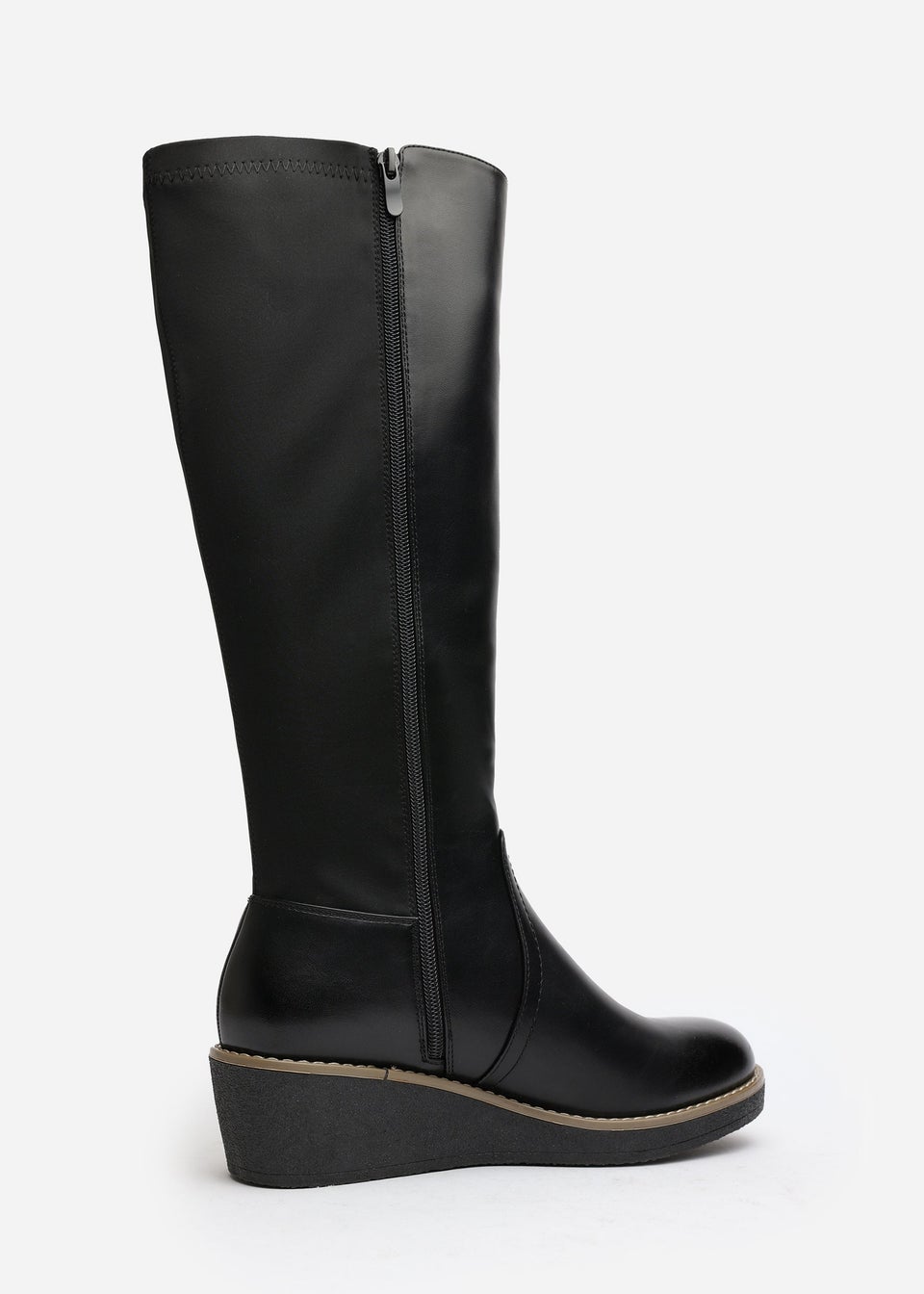 Where's That From Journey Black Knee High Wedge Boot