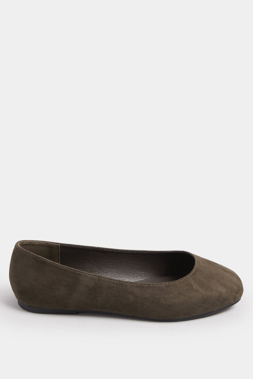 Yours Chocolate Brown Faux Suede Square Toe Ballet Pumps In Extra Wide Fit