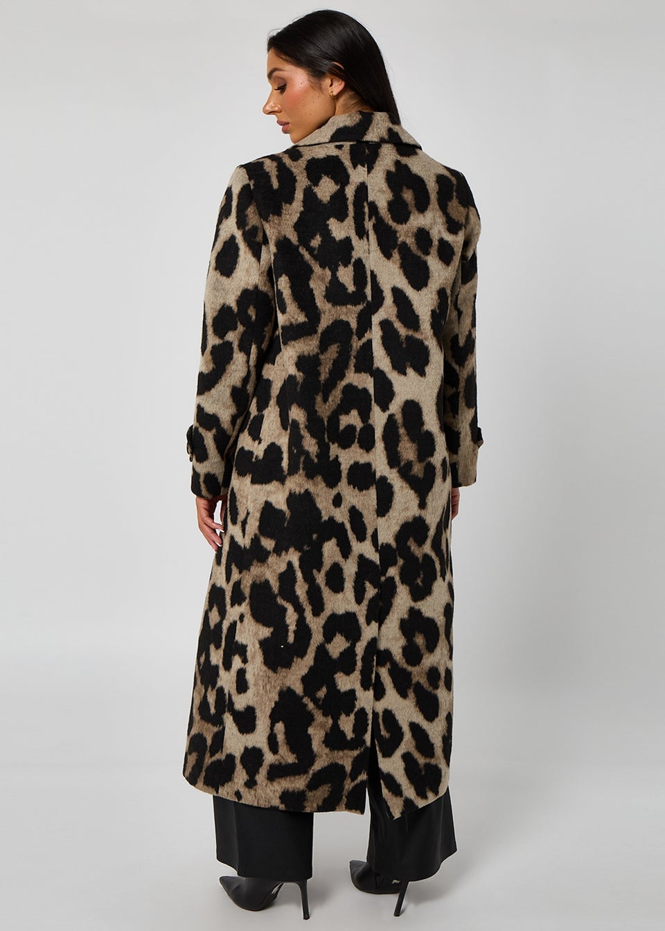 Urban Bliss Brown Longline Leopard Formal Coat