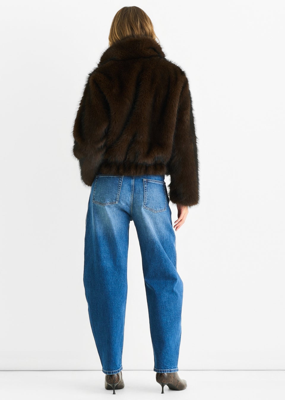 Gini London Coffee Premium Ombre  Faux Fur Jacket