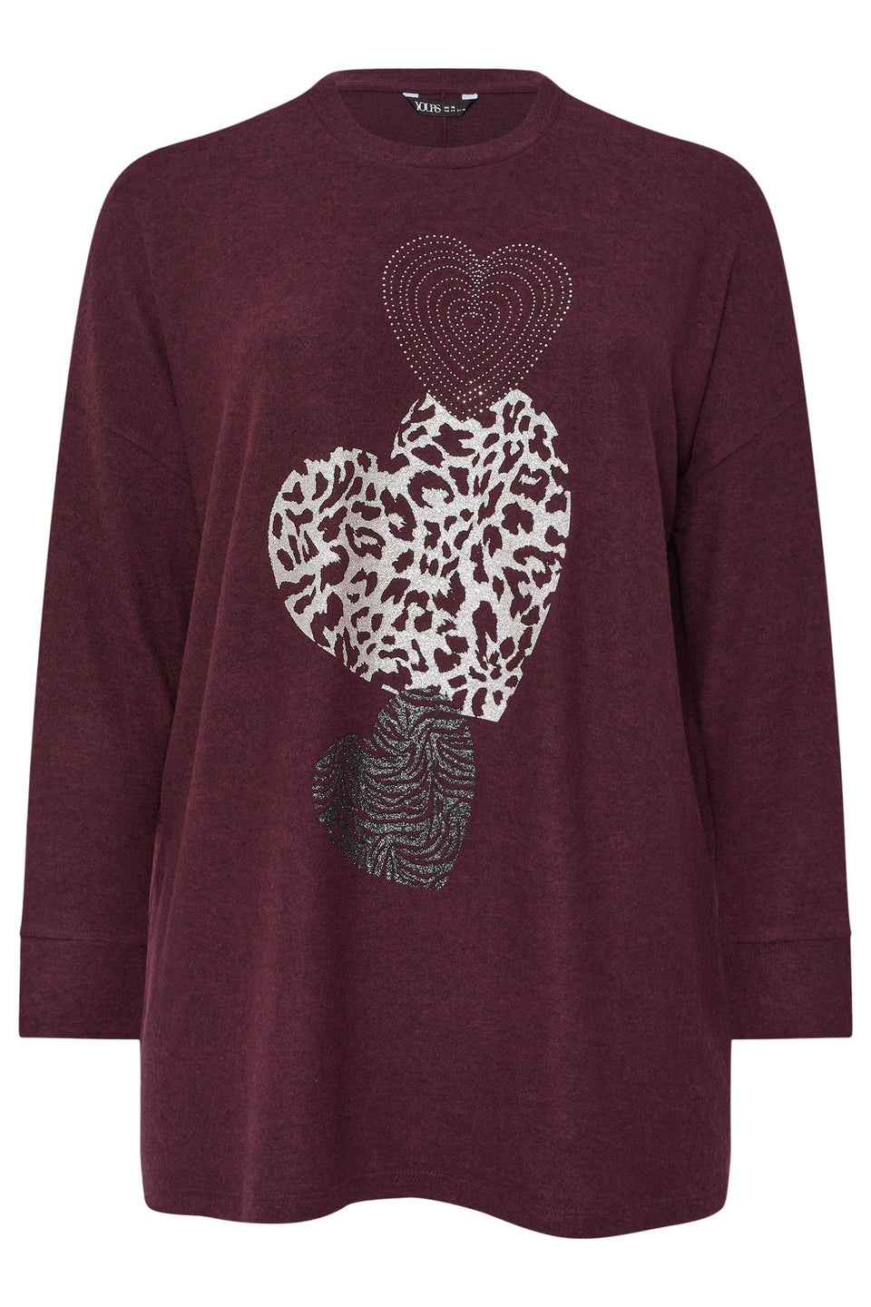 Yours Purple Embellishment Heart Jumper