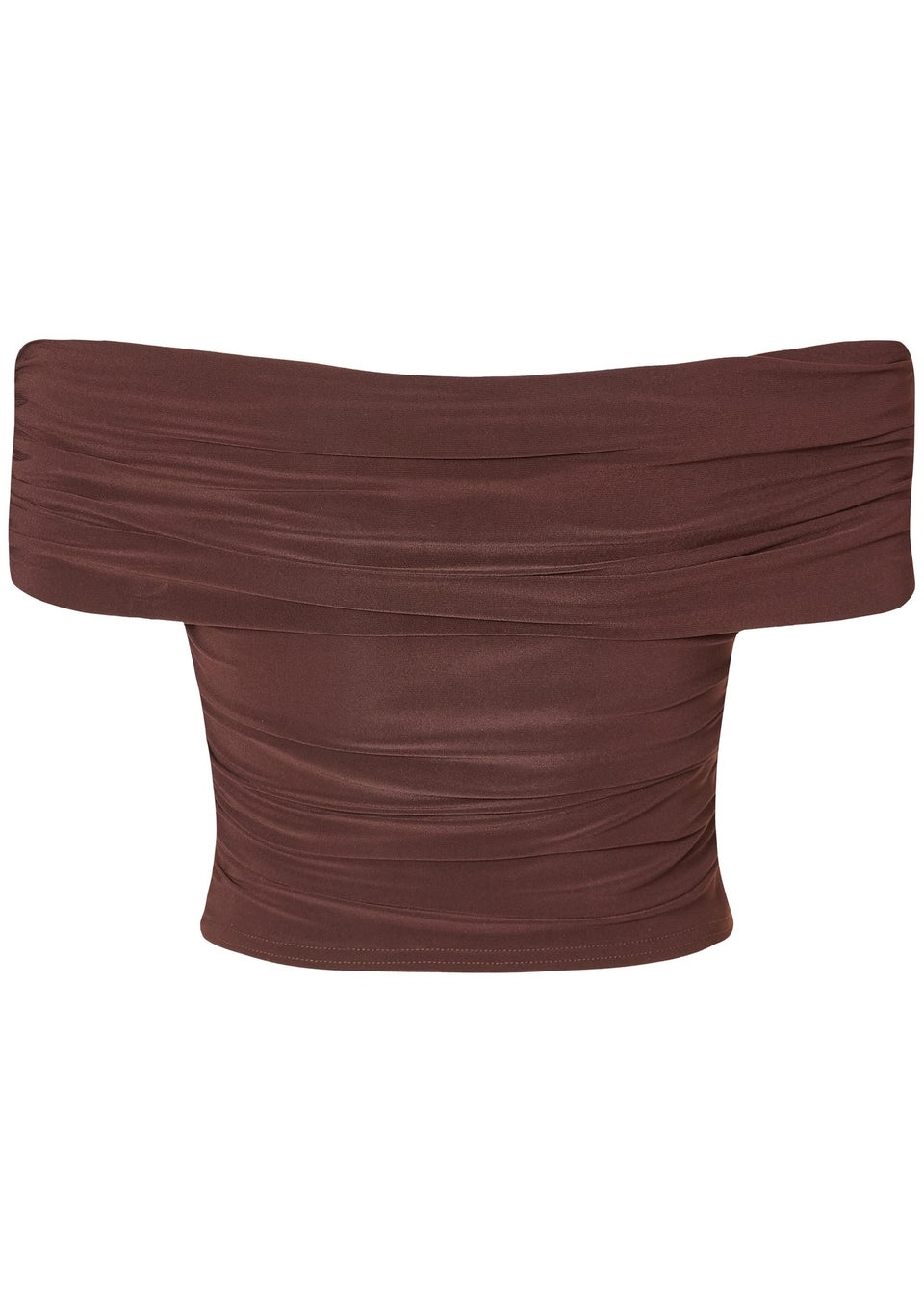 Quiz Brown Bardot Crop Top