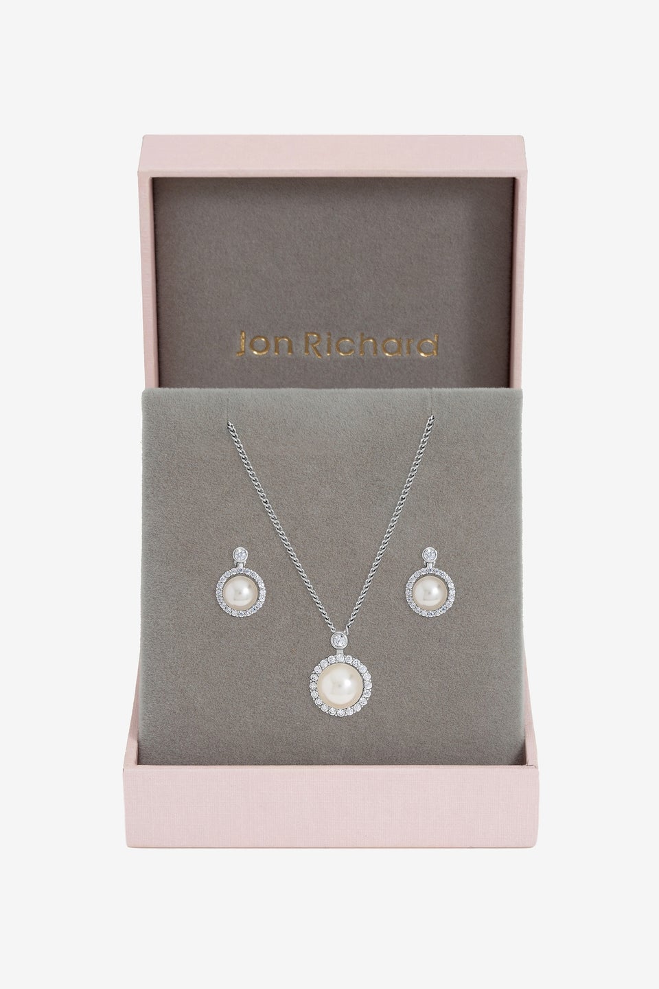 Jon Richard Gold Plated & Cubic Zirconia Pearl Halo Box Set Gift Box
