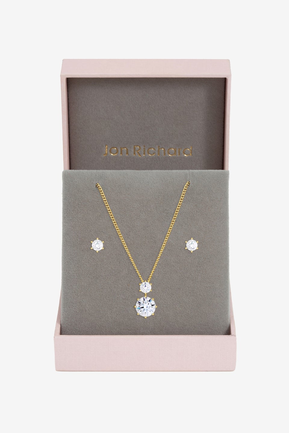 Jon Richard Gold Plated & Cubic Zirconia Round Drop Box Set Gift Box