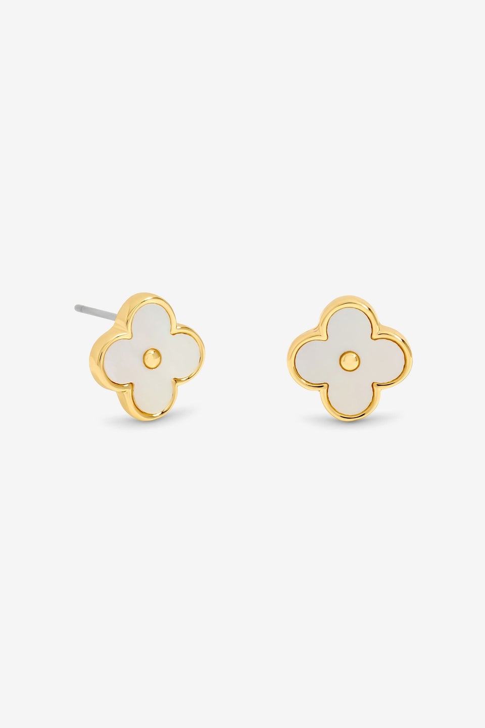Jon Richard 18K Gold Plated & Mother of Pearl Clover Earrings Hanging Heart