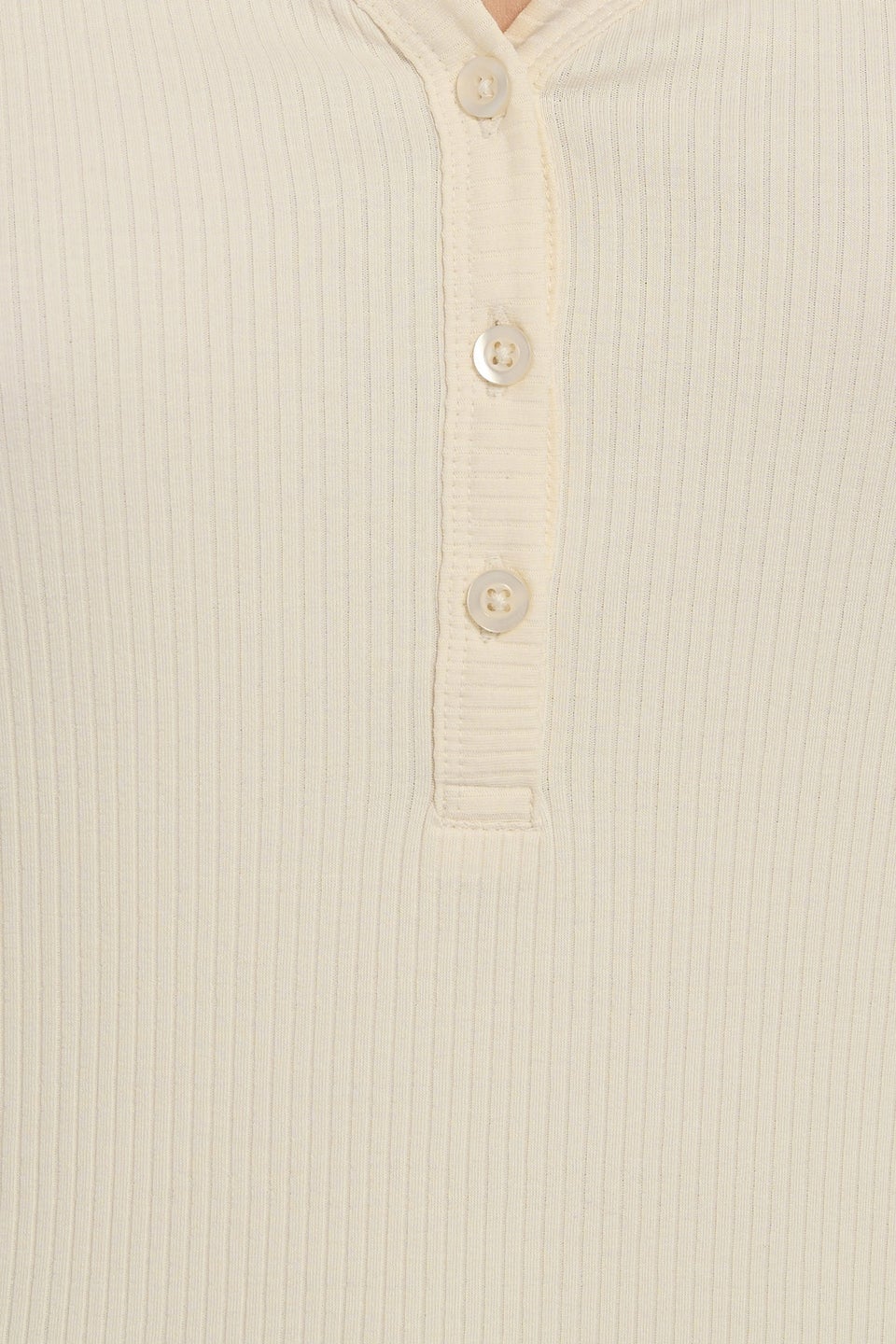 Long Tall Sally Ivory White Cotton Ribbed Henley Top