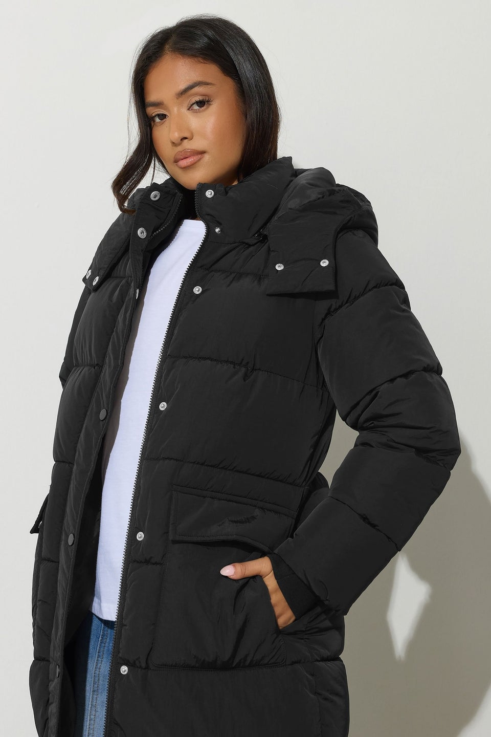 PixieGirl Petite Black Maxi Padded Puffer Coat