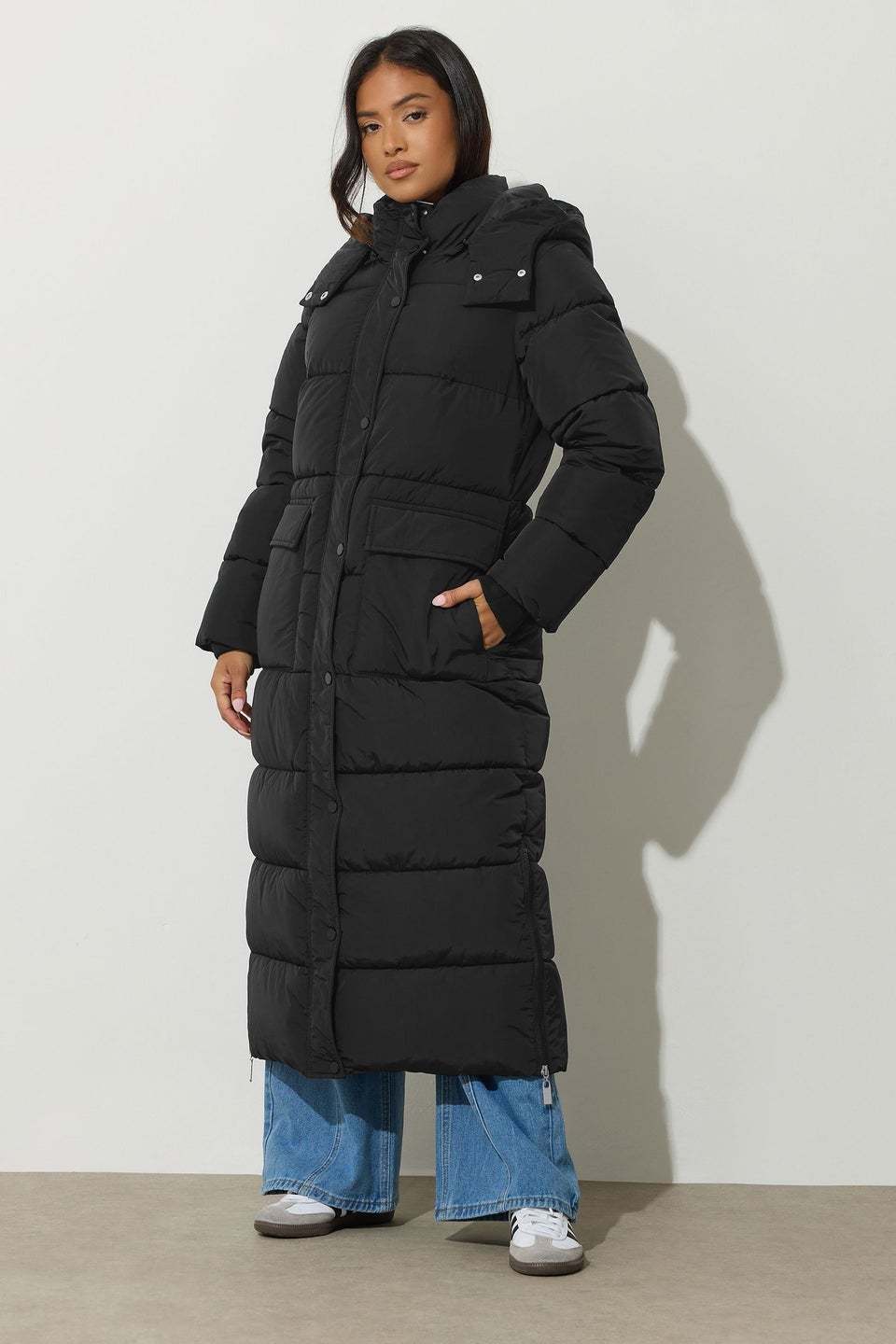 PixieGirl Petite Black Maxi Padded Puffer Coat