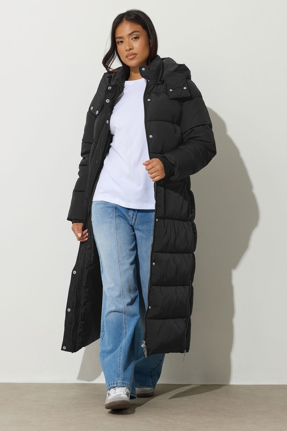 PixieGirl Petite Black Maxi Padded Puffer Coat