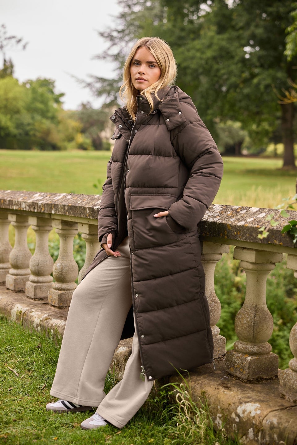 PixieGirl Petite Chocolate Brown Maxi Padded Puffer Coat