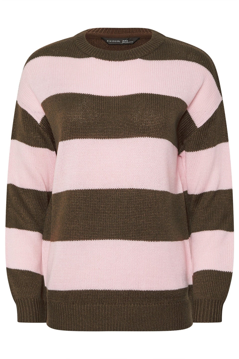 PixieGirl Petite Pink & Brown Stripe Knit Jumper