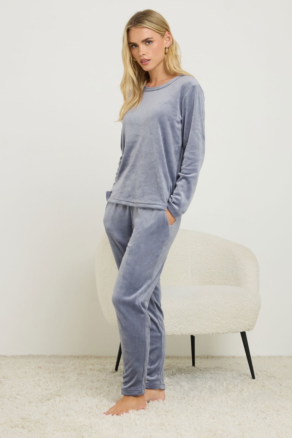 PixieGirl Petite Blue Luxe Fleece Pyjama Set