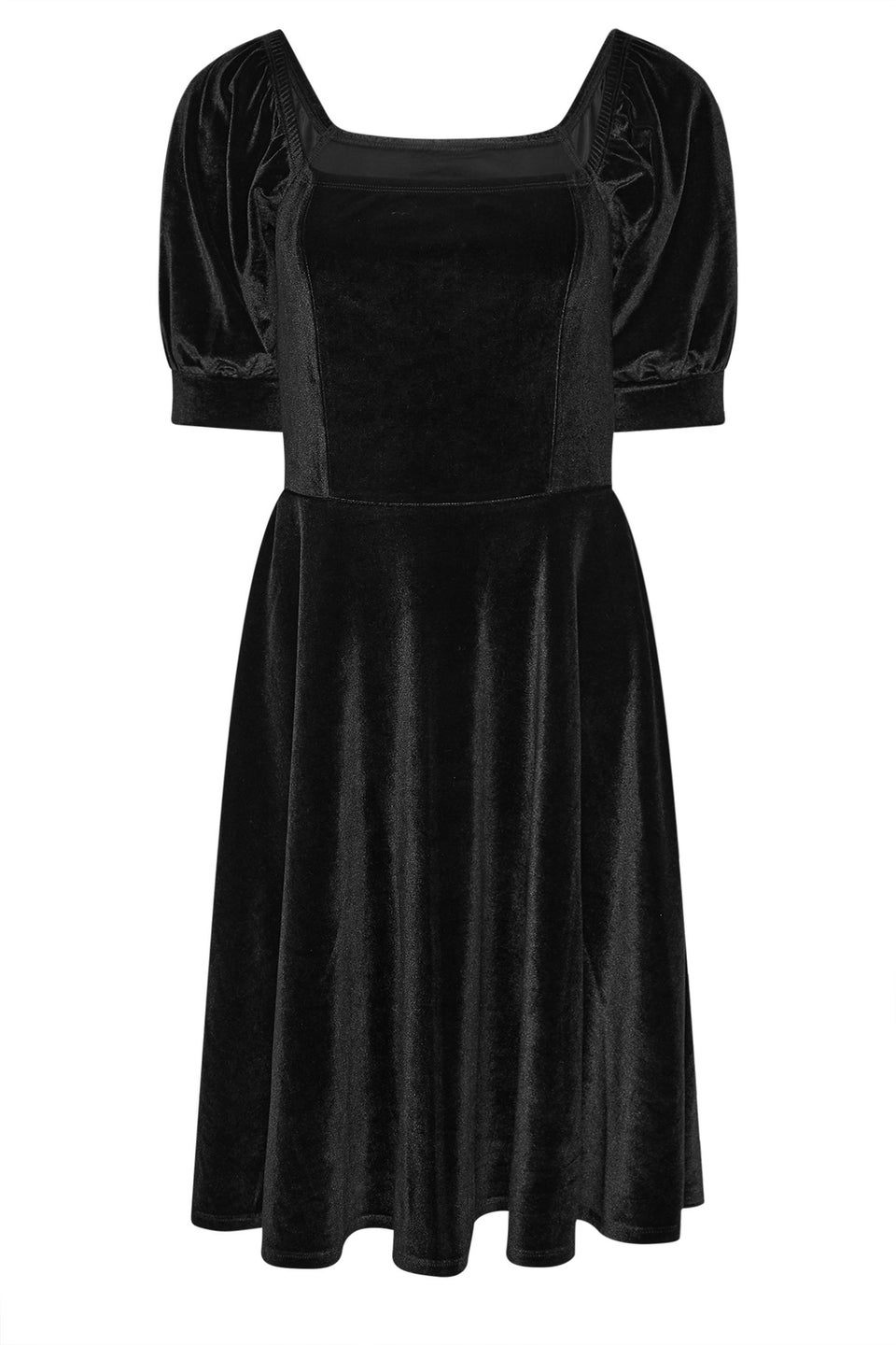 PixieGirl Petite Black Square Neck Velvet Dress