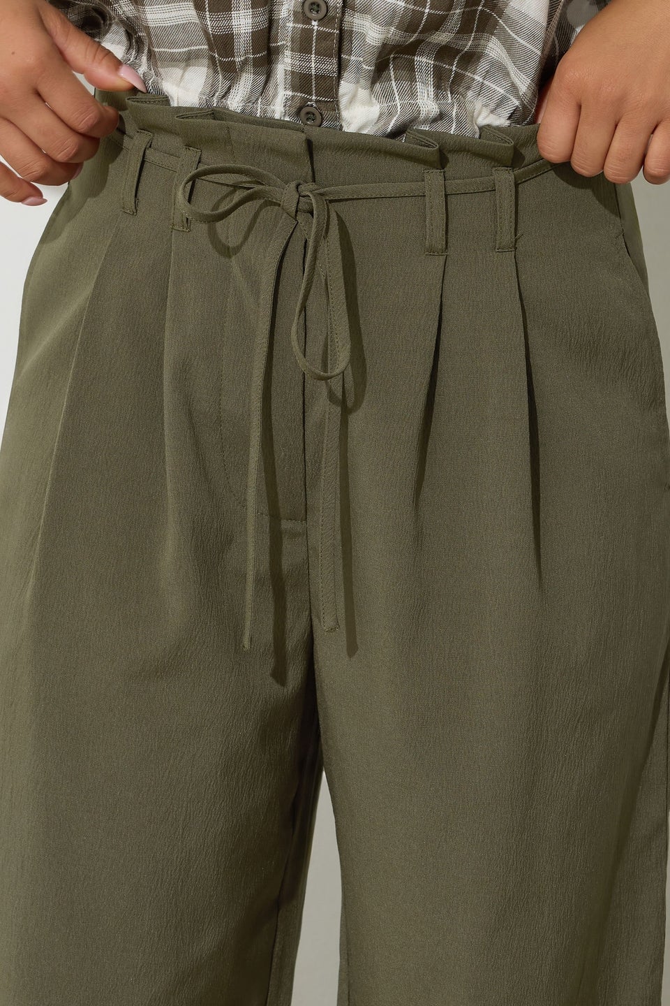 PixieGirl Petite Green Tie Wide Leg Trousers