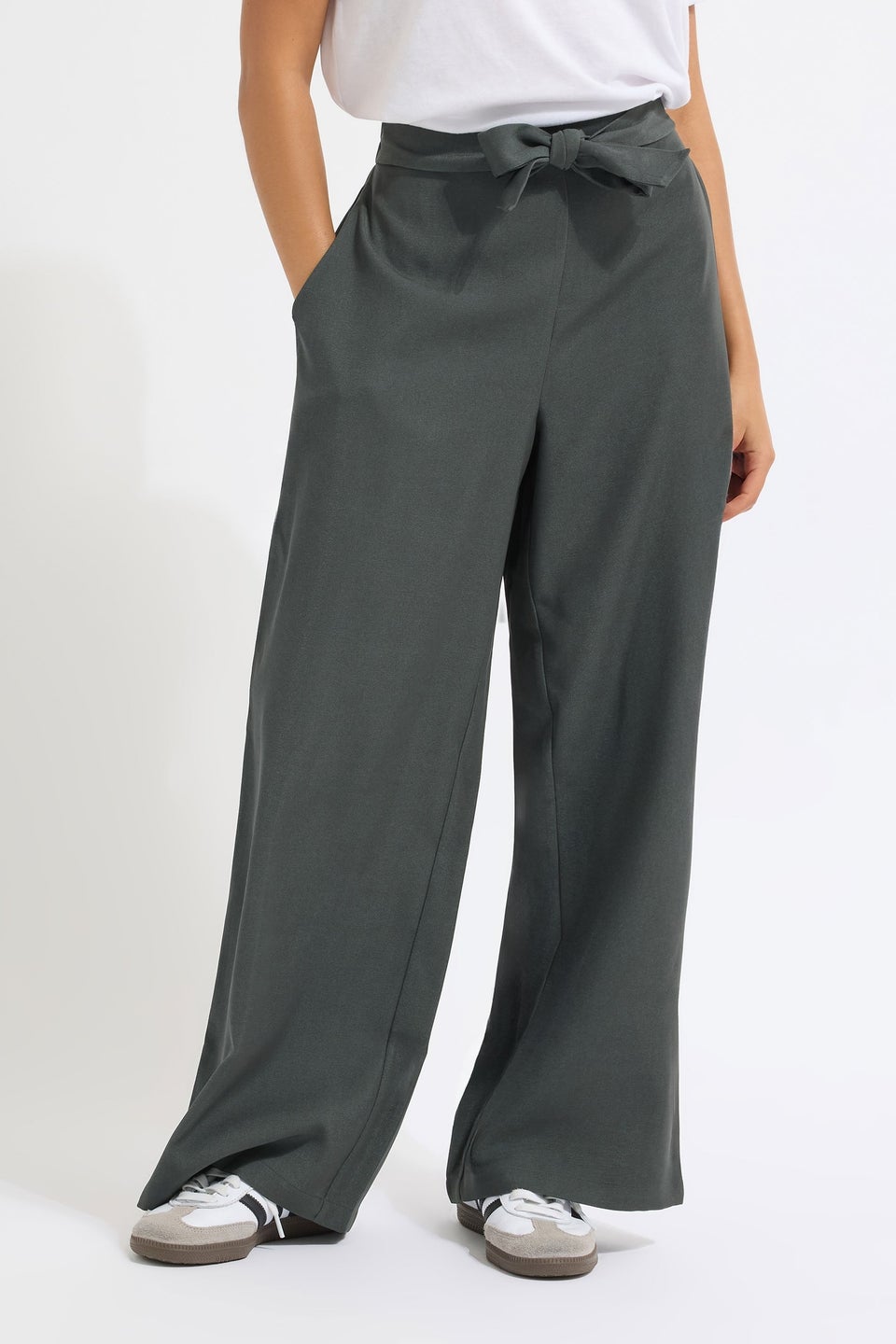 PixieGirl Petite Grey Belted Formal Trousers