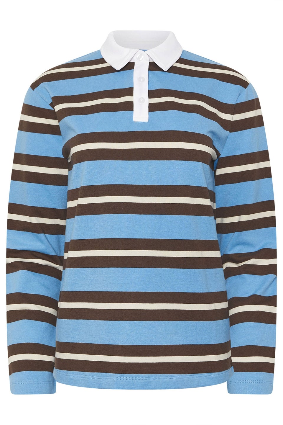PixieGirl Petite Brown & Blue Striped Rugby T-Shirt