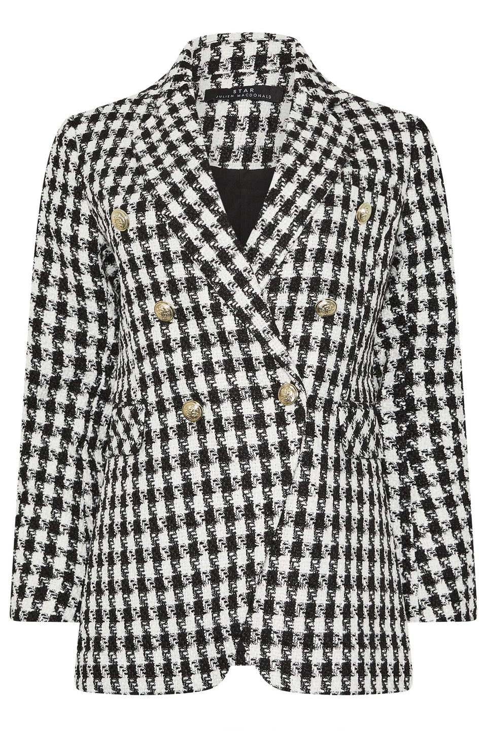 Star By Julien Macdonald Black Checked Double Breasted Blazer