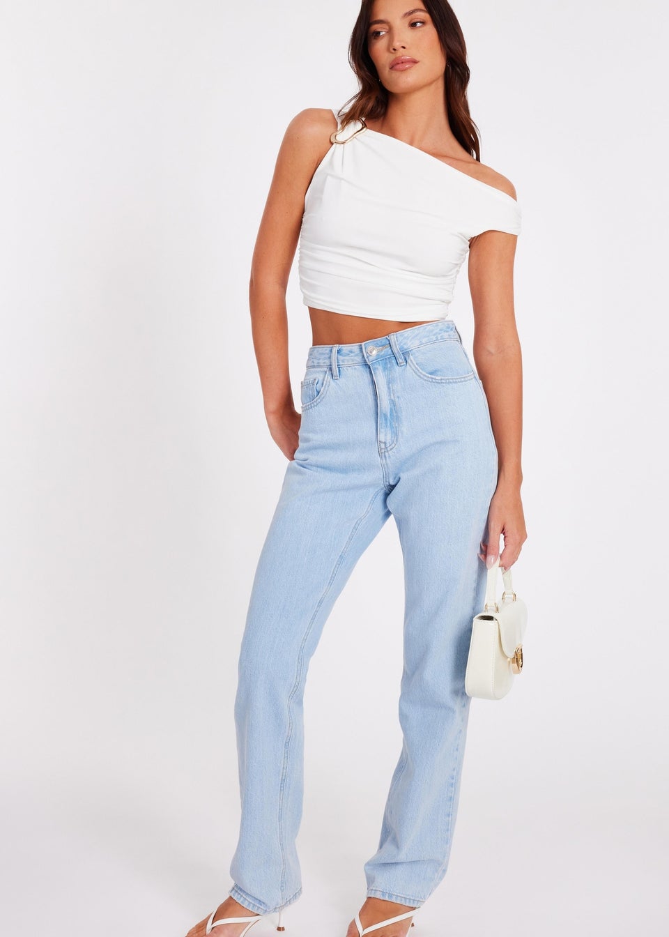 Quiz Cream Buckle Detail Top