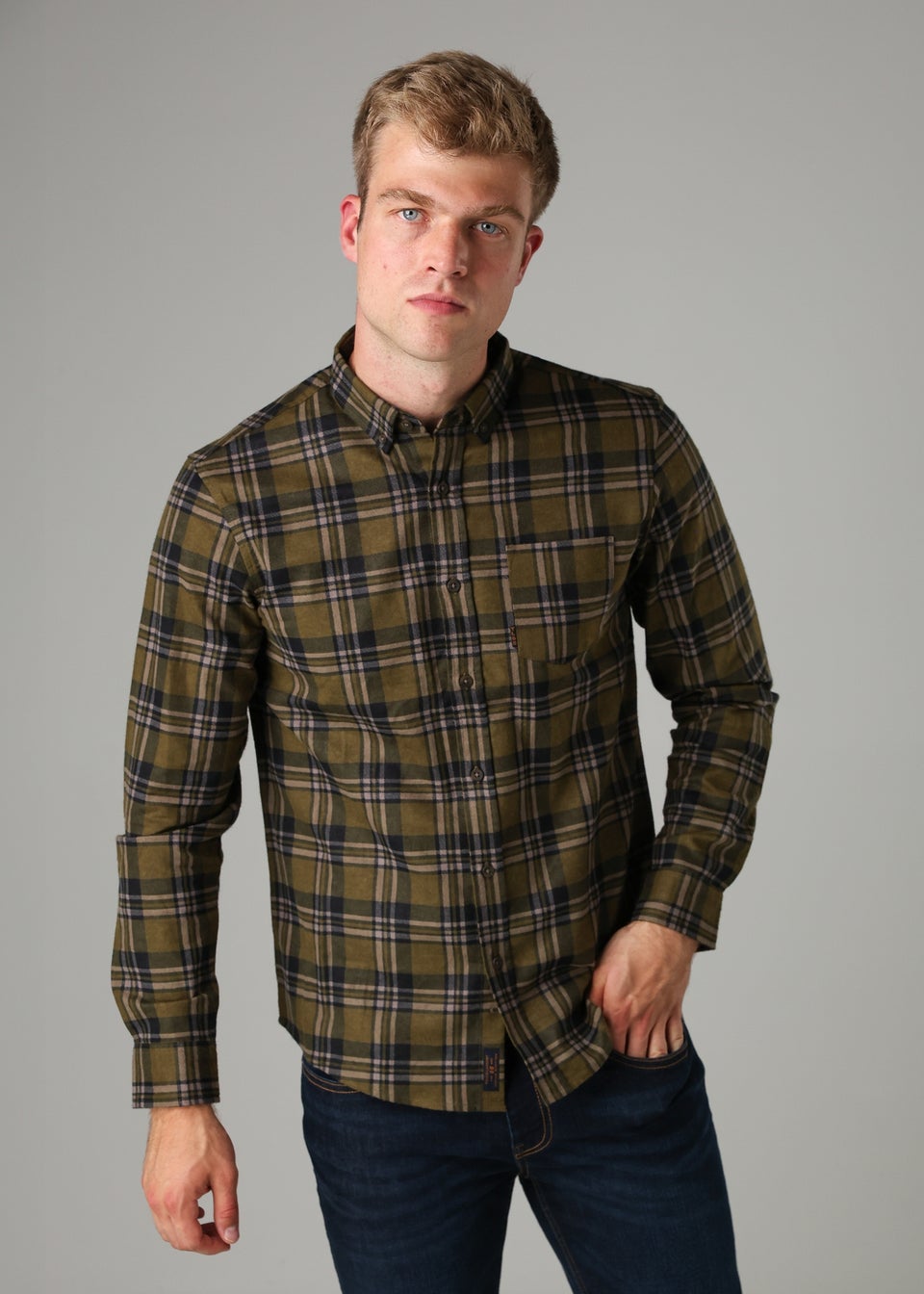 Tokyo Laundry Olive Cotton Printed Long Sleeve Shirt