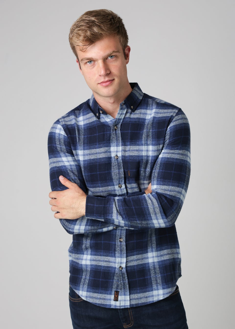 Tokyo Laundry Navy Cotton Printed Long Sleeve Shirt