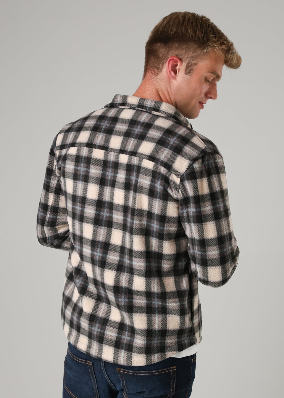 Tokyo Laundry Grey Checked Yarn-Dyed Fleece Shirt
