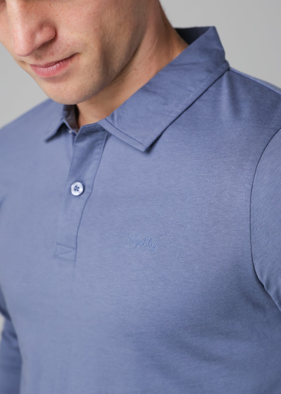 Tokyo Laundry Navy Long Sleeve Cotton Polo Shirt