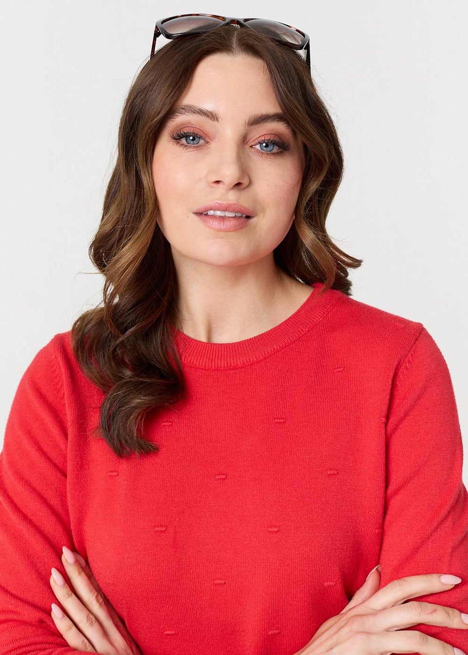 Izabel London Red Textured  Soft Knit Long Sleeve Jumper