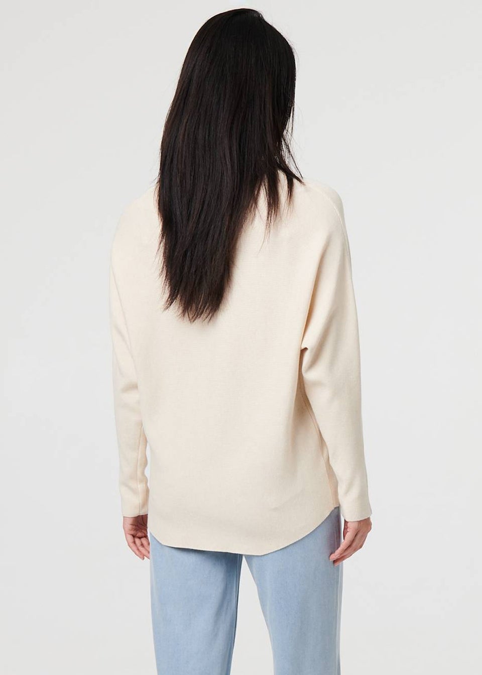 Izabel London Beige Leaf Print Batwing Sleeve Relaxed Top