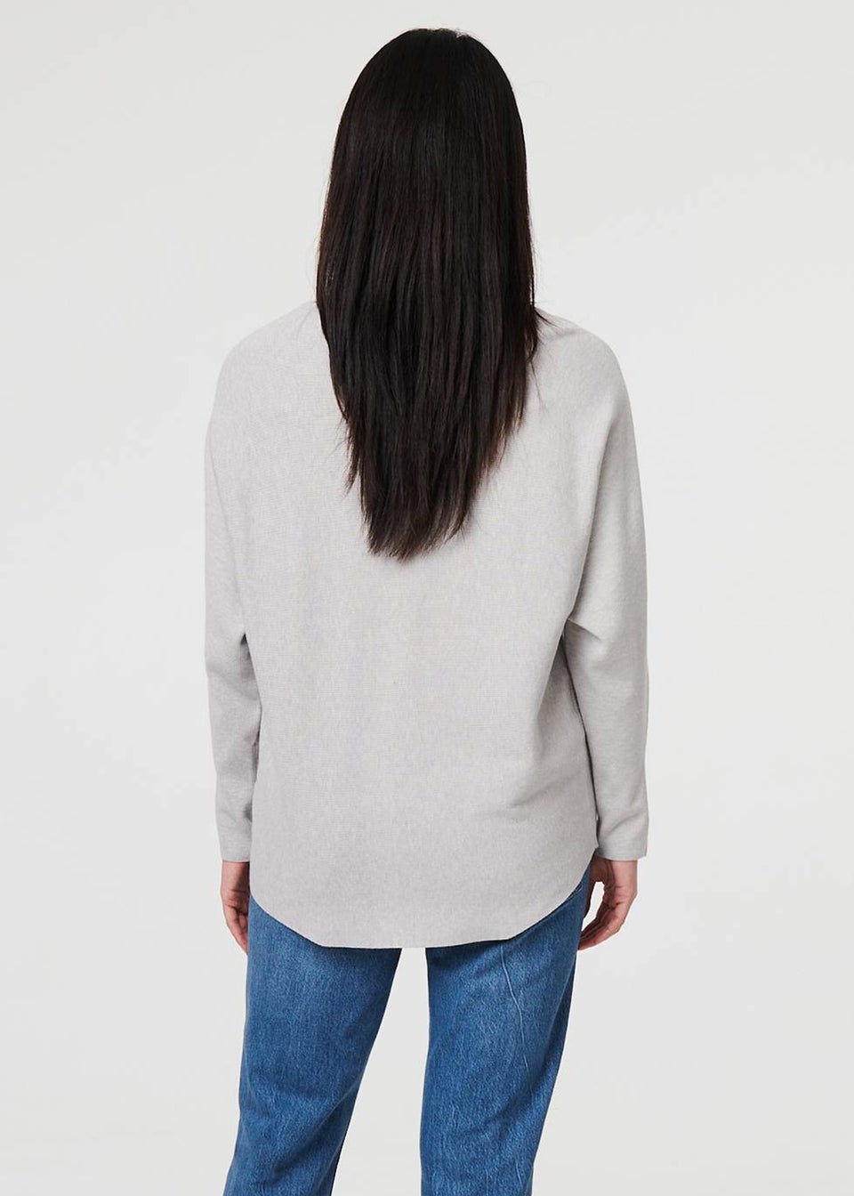 Izabel London Grey Heart Print Batwing Sleeve Jumper