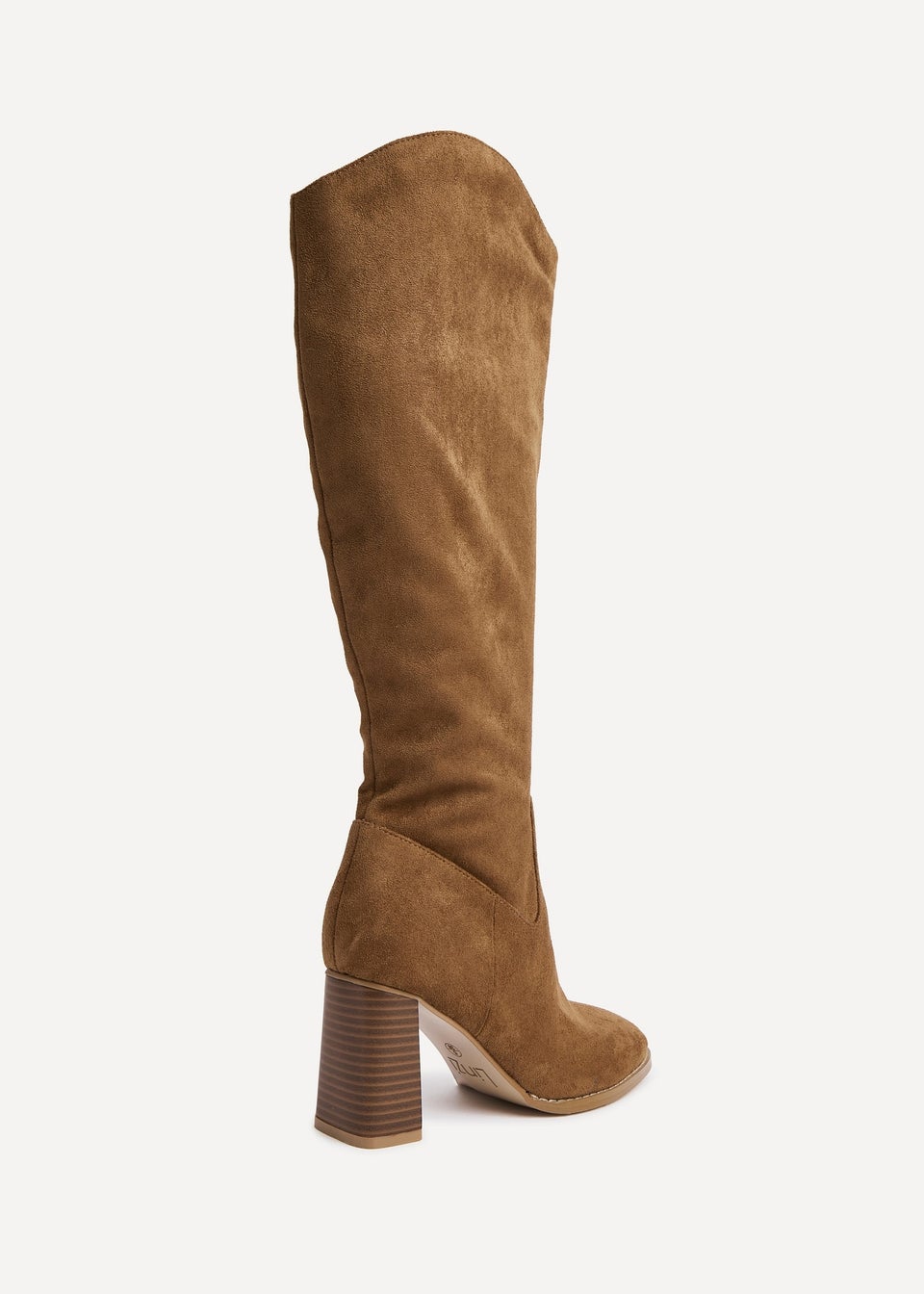 Linzi Rodeo Tan Faux Suede Western Long Block Heeled Boot
