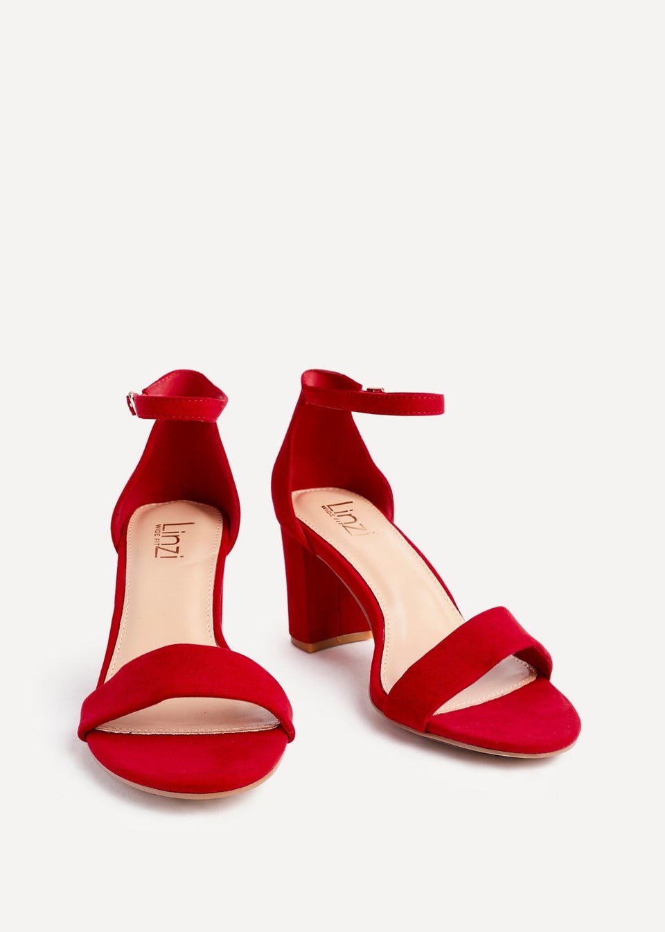 Linzi Legacy Wide Fit Red Suede Closed Black Block Heel
