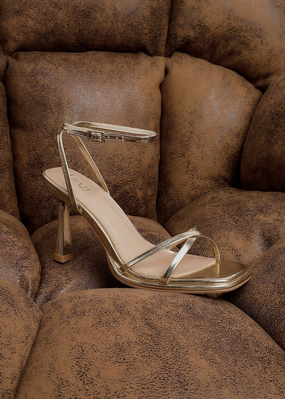 Linzi Verve Gold Crossover Stiletto Heel
