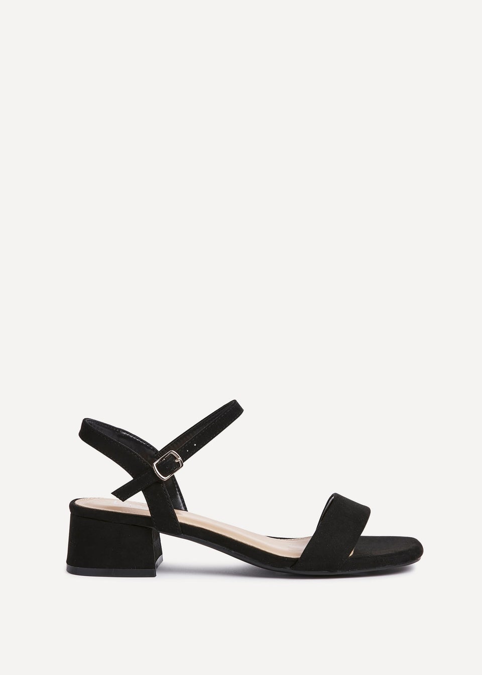 Linzi Carlie Wide Fit Black Faux Suede Low Block Heel