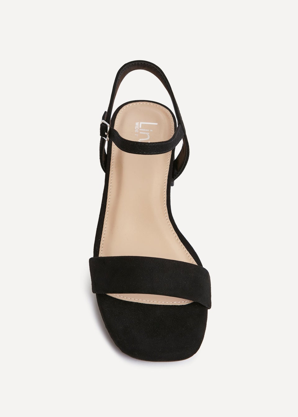 Linzi Carlie Wide Fit Black Faux Suede Low Block Heel