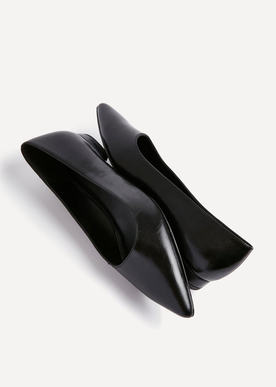 Linzi Compete Wide Fit Black Faux Leather Pointed Toe Pump