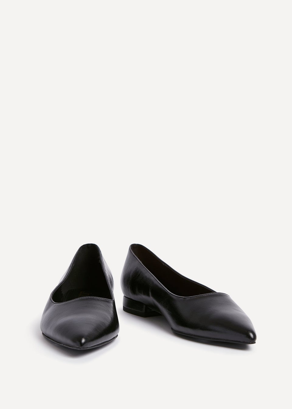 Linzi Compete Wide Fit Black Faux Leather Pointed Toe Pump