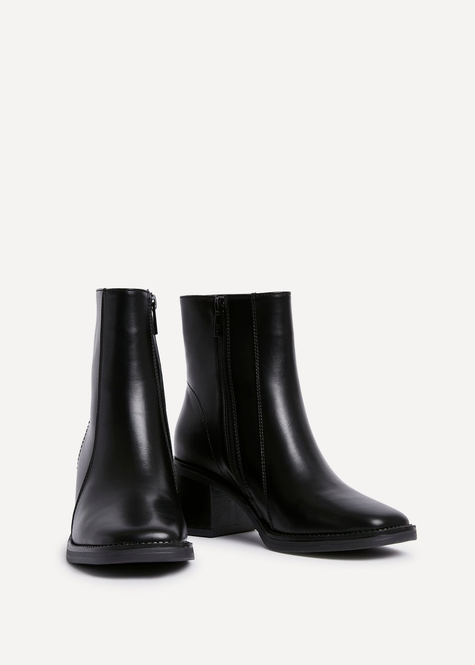 Linzi Wander Black Faux Leather Heeled Ankle Boot