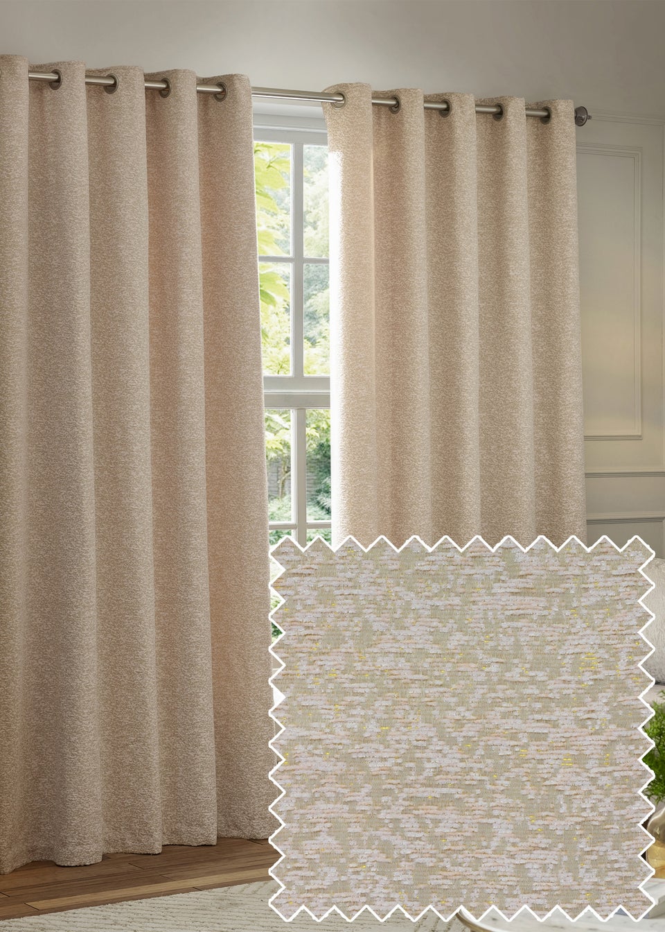 Paoletti Galaxy Chenille Room Darkening Eyelet Curtain Pair Blush