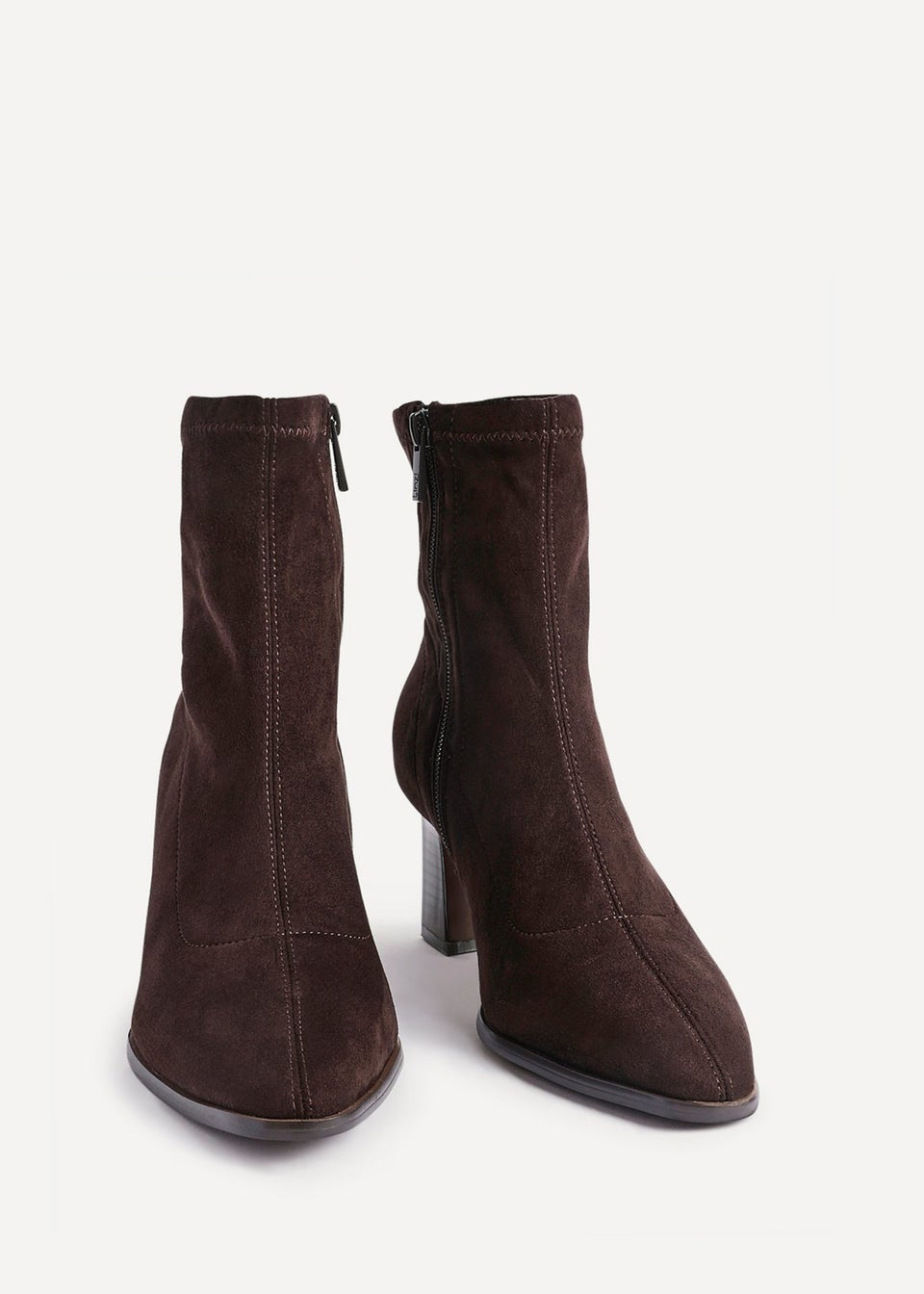 Linzi Blaze Brown Faux Suede Sock Ankle Boot