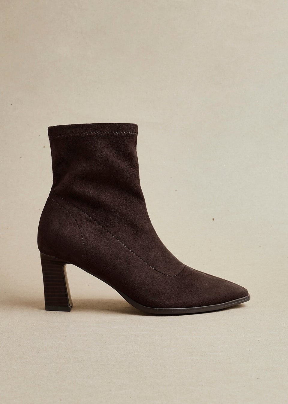 Linzi Blaze Brown Faux Suede Sock Ankle Boot