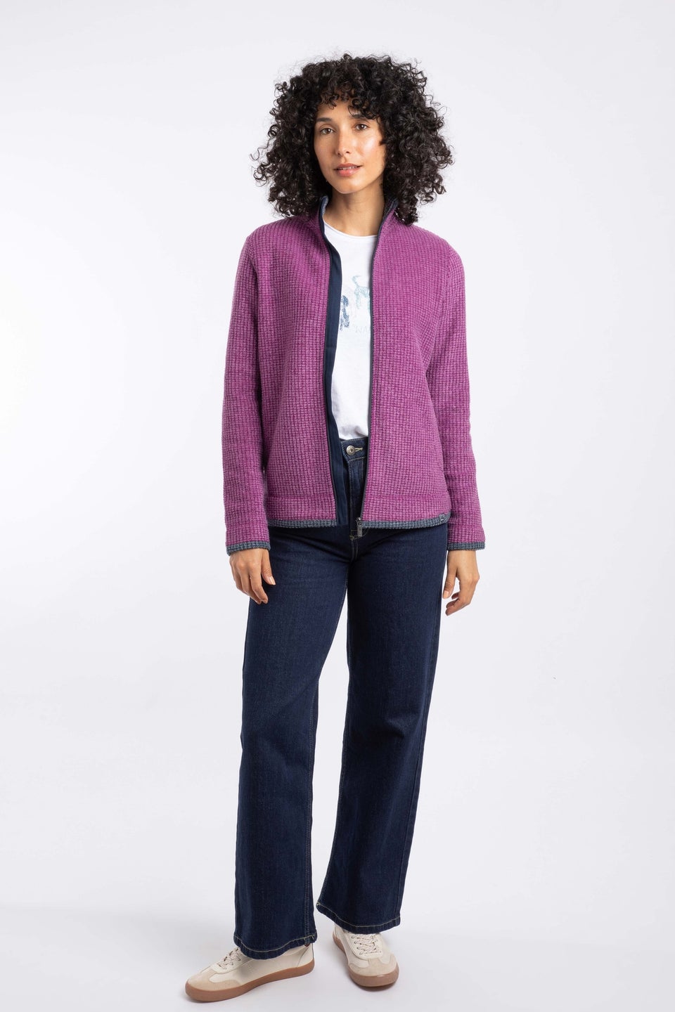 Weird Fish Purple Wine Ariana Full Zip Grid Fleece
