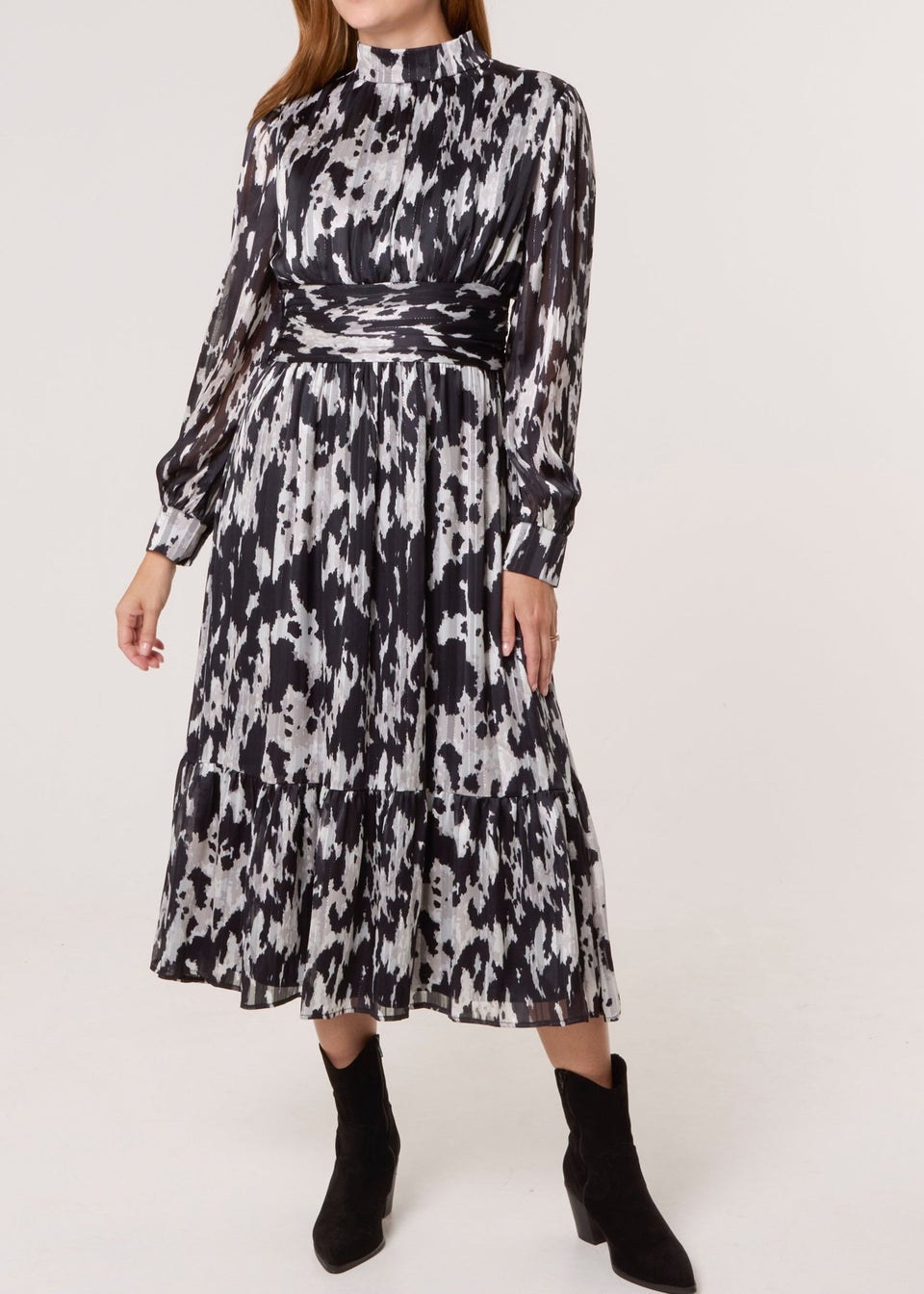 Blue Vanilla Black High Neck Midi Dress