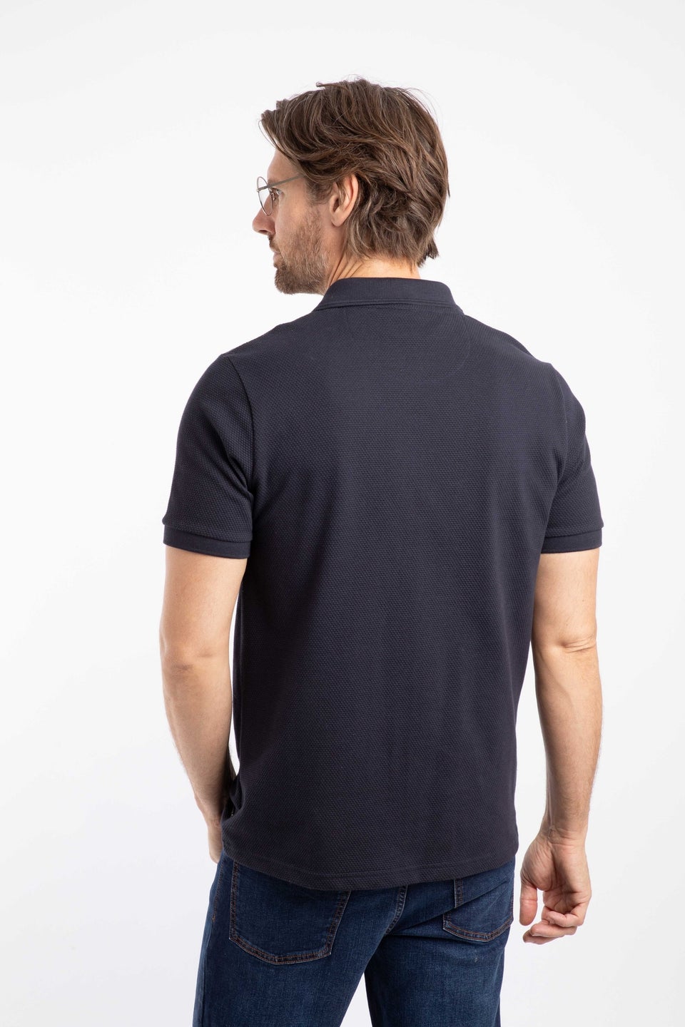 Weird Fish Midnight Murray 1/4 Zip Textured Jersey Polo