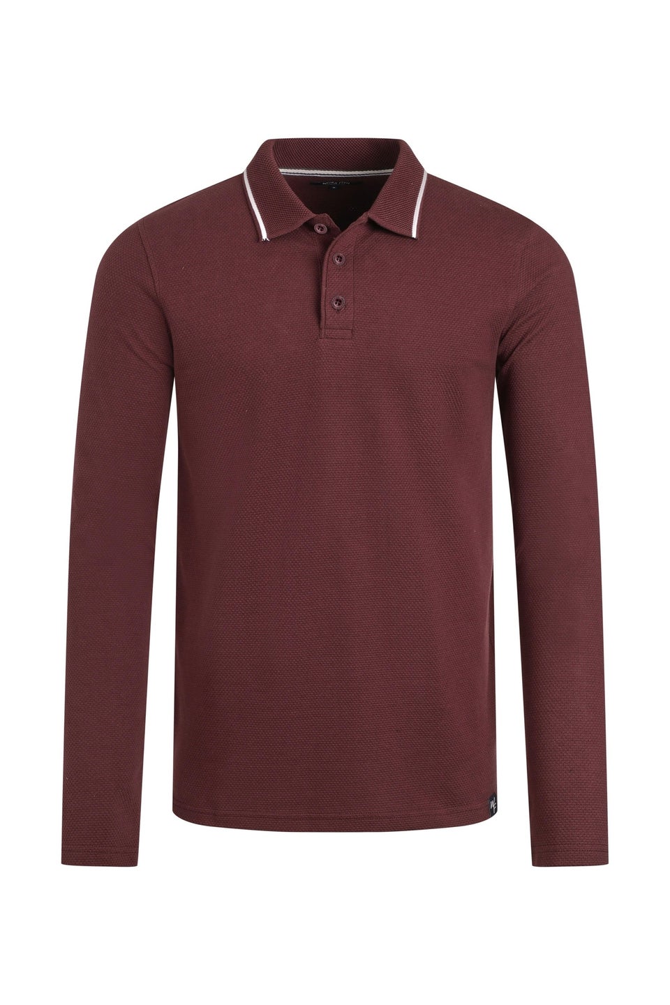 Weird Fish Bitter Chocolate Theo Textured Long Sleeve Polo Shirt