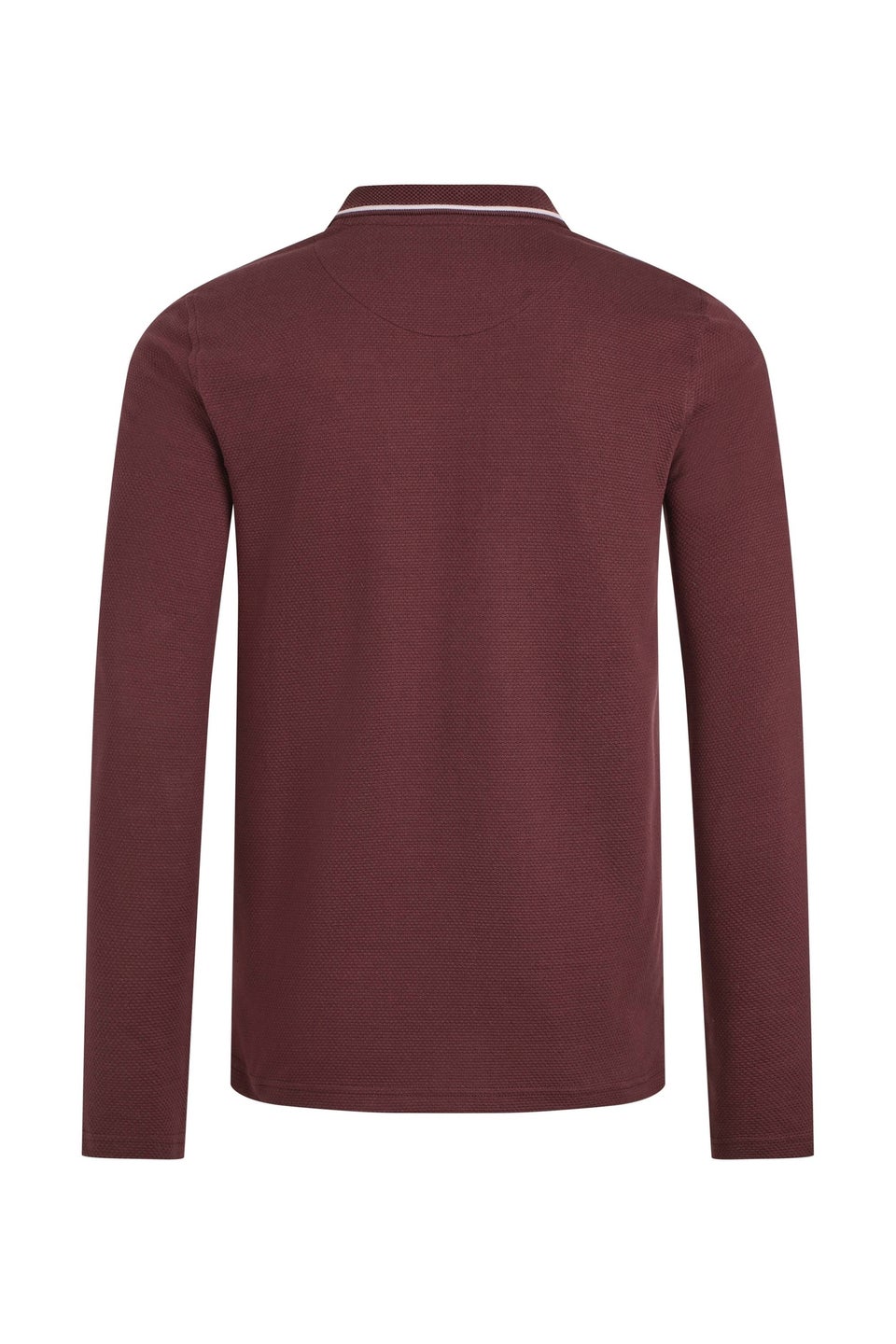 Weird Fish Bitter Chocolate Theo Textured Long Sleeve Polo Shirt