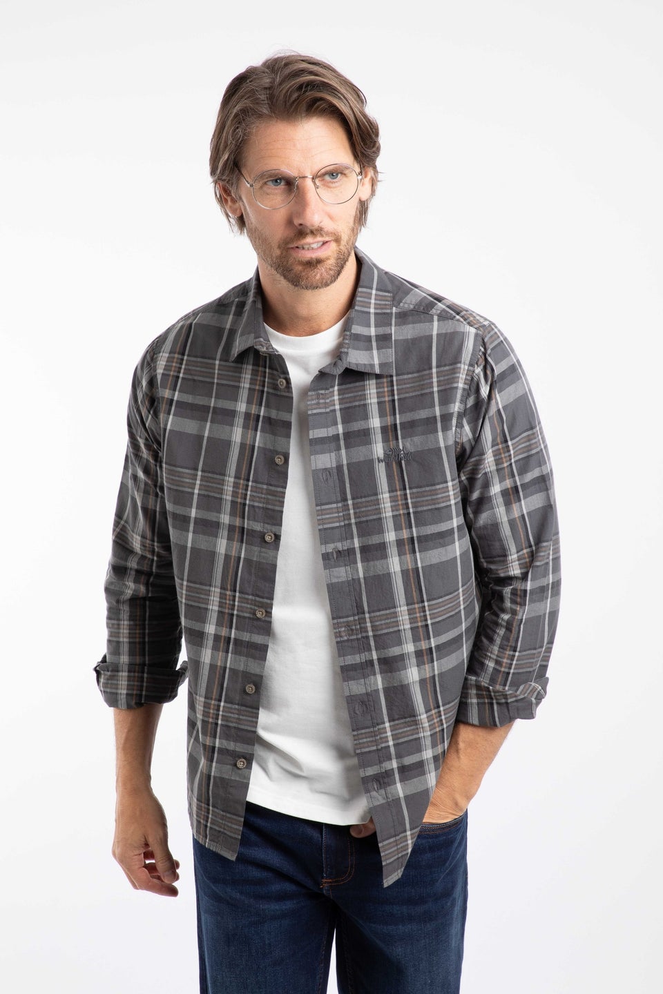 Weird Fish Iron Stone Lando Long Sleeve Check Shirt