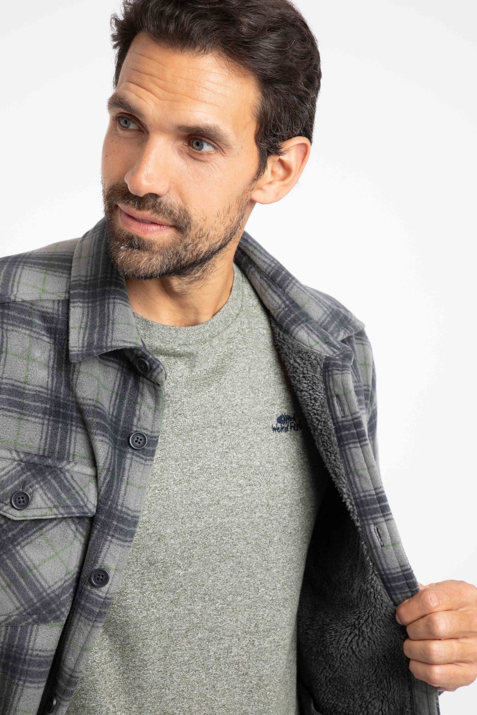 Weird Fish Cement Tyburn  Check Fleece Shacket
