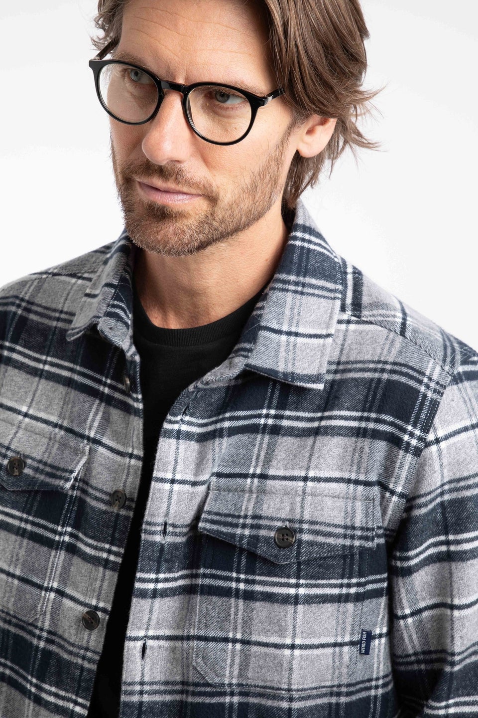 Weird Fish Grey Bosco Checked Over Shirt