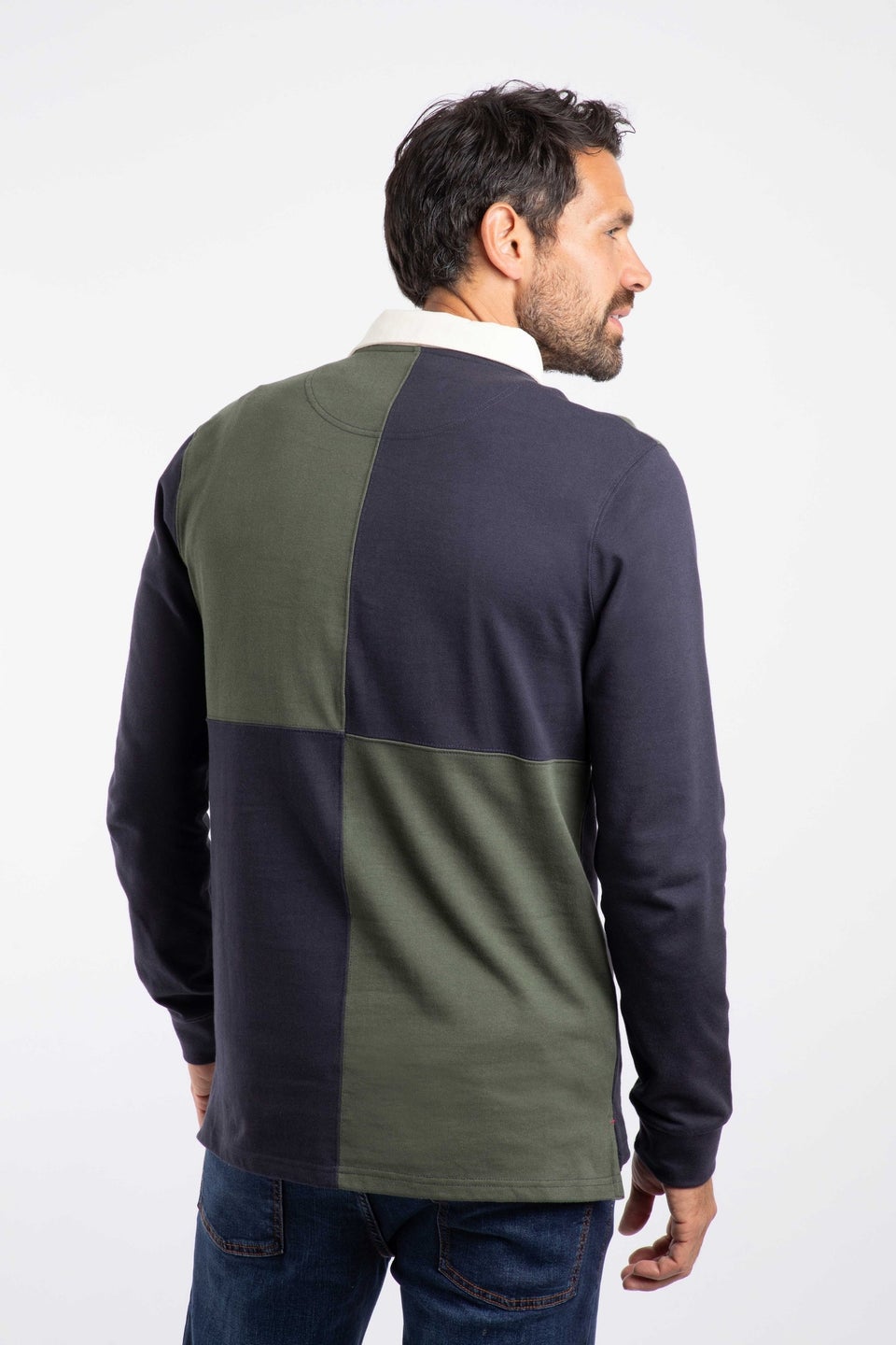 Weird Fish Deep Lichen Green Lyon Colour Block Rugby Shirt