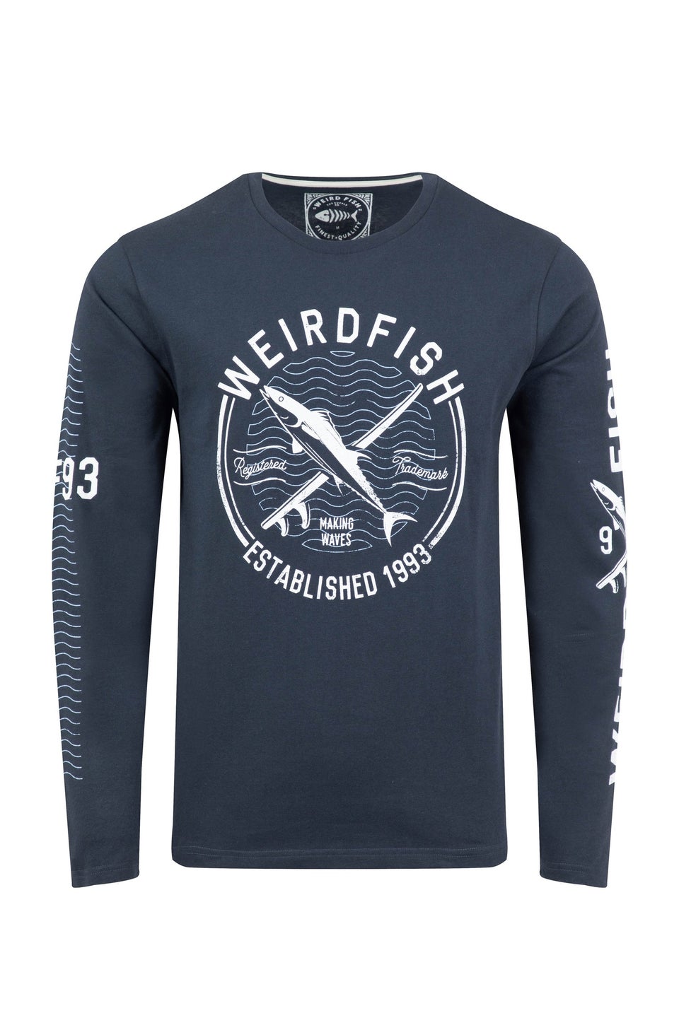 Weird Fish Navy Making Waves  Branded Long Sleeve T-Shirt